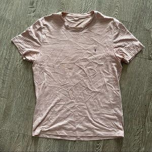 All Saints Pink striped shirt.